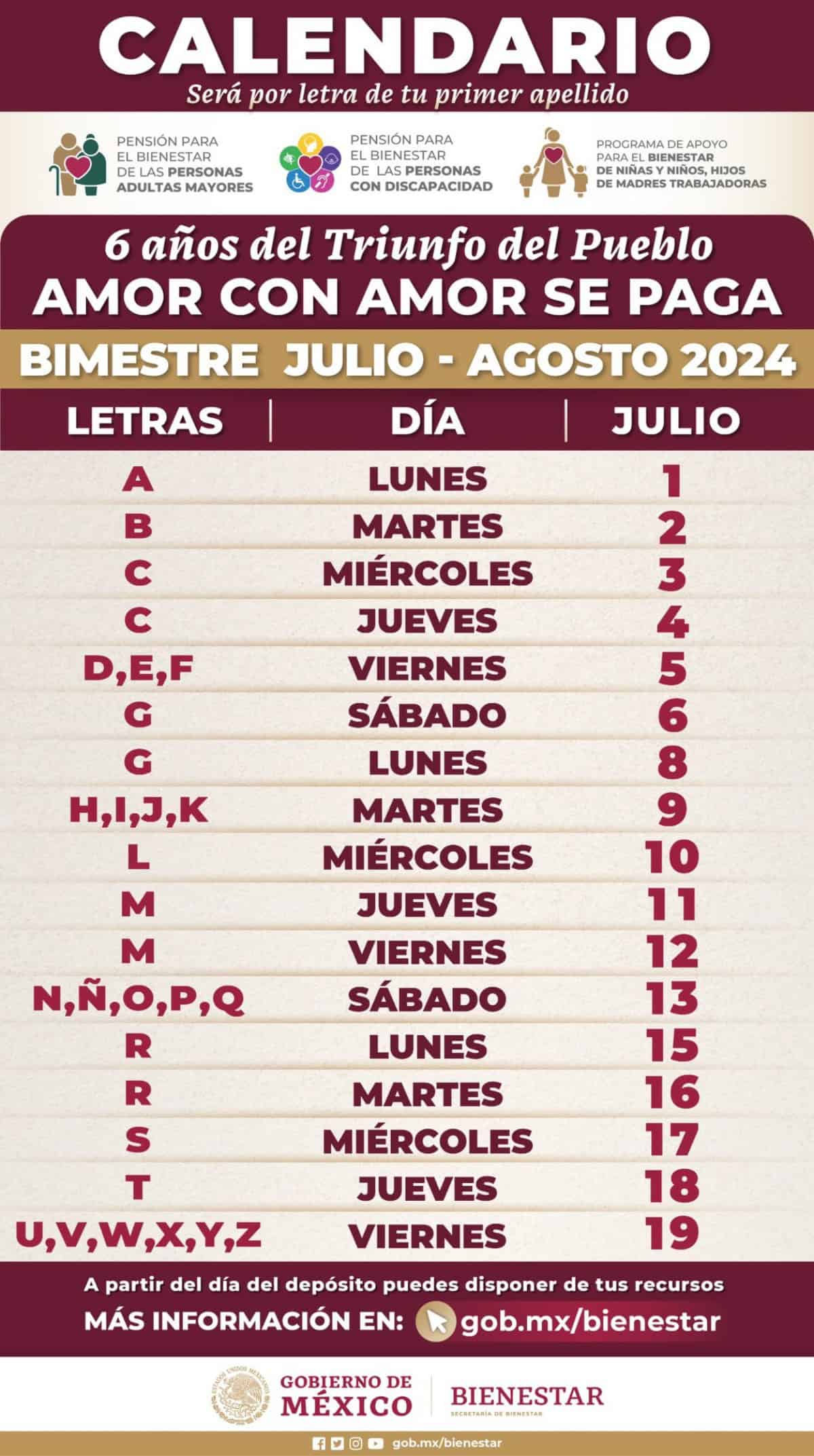 Pensión del Bienestar 2024: ¿quiénes reciben pago del 17 al 19 de julio de 2024?