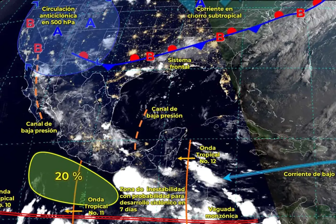 Pronóstico del tiempo para Sinaloa; se esperan lluvias en varios municipios del estado.