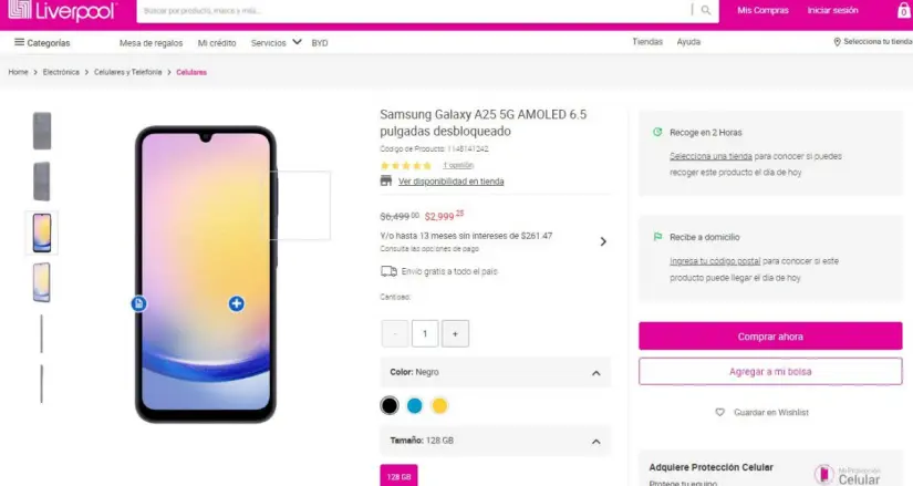 Gran Barata Liverpool: el Samsung Galaxy A25 tiene rebaja de 3 mil 500 pesos