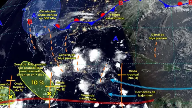Clima en México hoy 22 de julio; monzón y ondas tropicales ocasionarán lluvias.