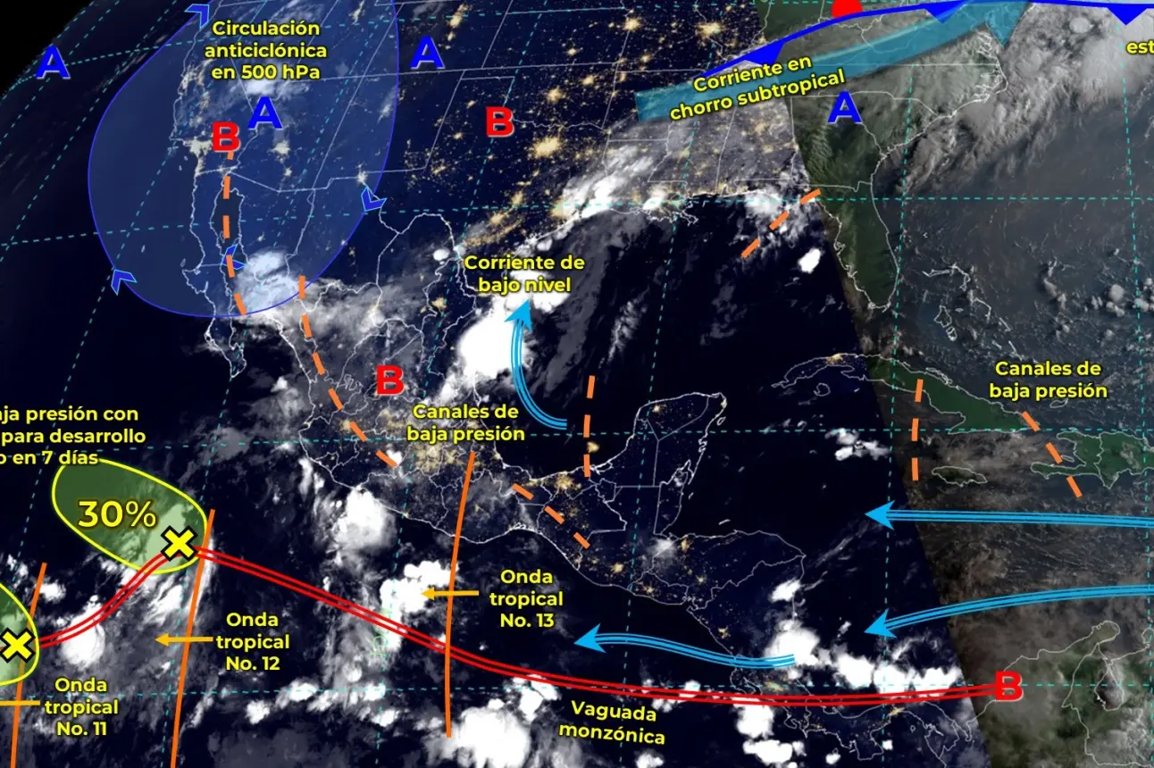 Clima en Sinaloa: Monzón provocará lluvias este miércoles.