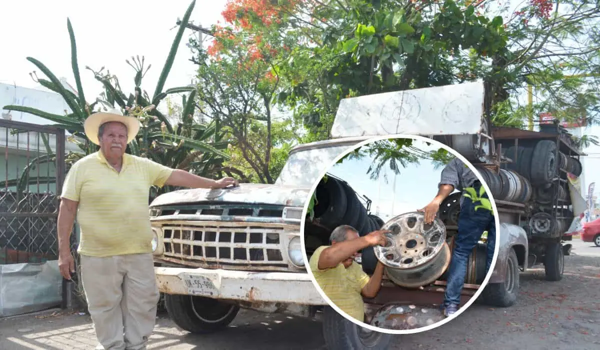 José Eliseo estaciona su remolque y camioneta Ford 65 sobre la avenida Revolución, esquina con José Vasconcelos, en la colonia Zapata, para ofrecer su mercancía de lunes a sábado. Foto: Juan Madrigal