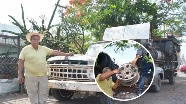 José Eliseo estaciona su remolque y camioneta Ford 65 sobre la avenida Revolución, esquina con José Vasconcelos, en la colonia Zapata, para ofrecer su mercancía de lunes a sábado. Foto: Juan Madrigal