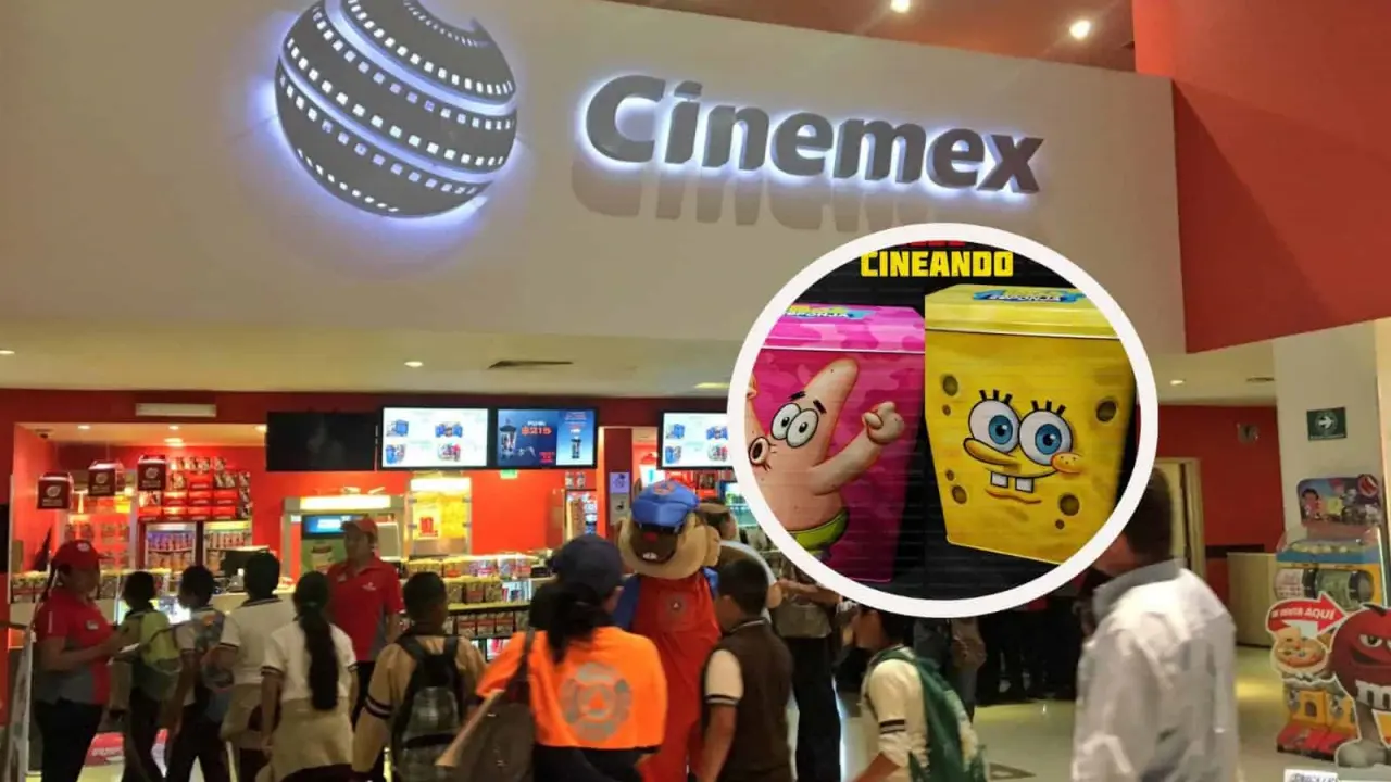 Cinemex tendrá 2 palomeras de la caricatura de Bob Esponja. Foto: Cortesía-Coleccionando