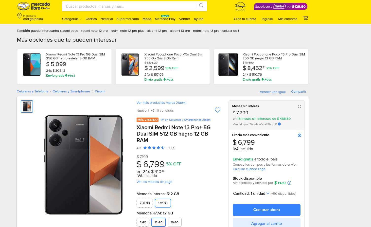 En rebaja el Xiaomi Redmi Note 13 Pro+ en Mercado Libre.