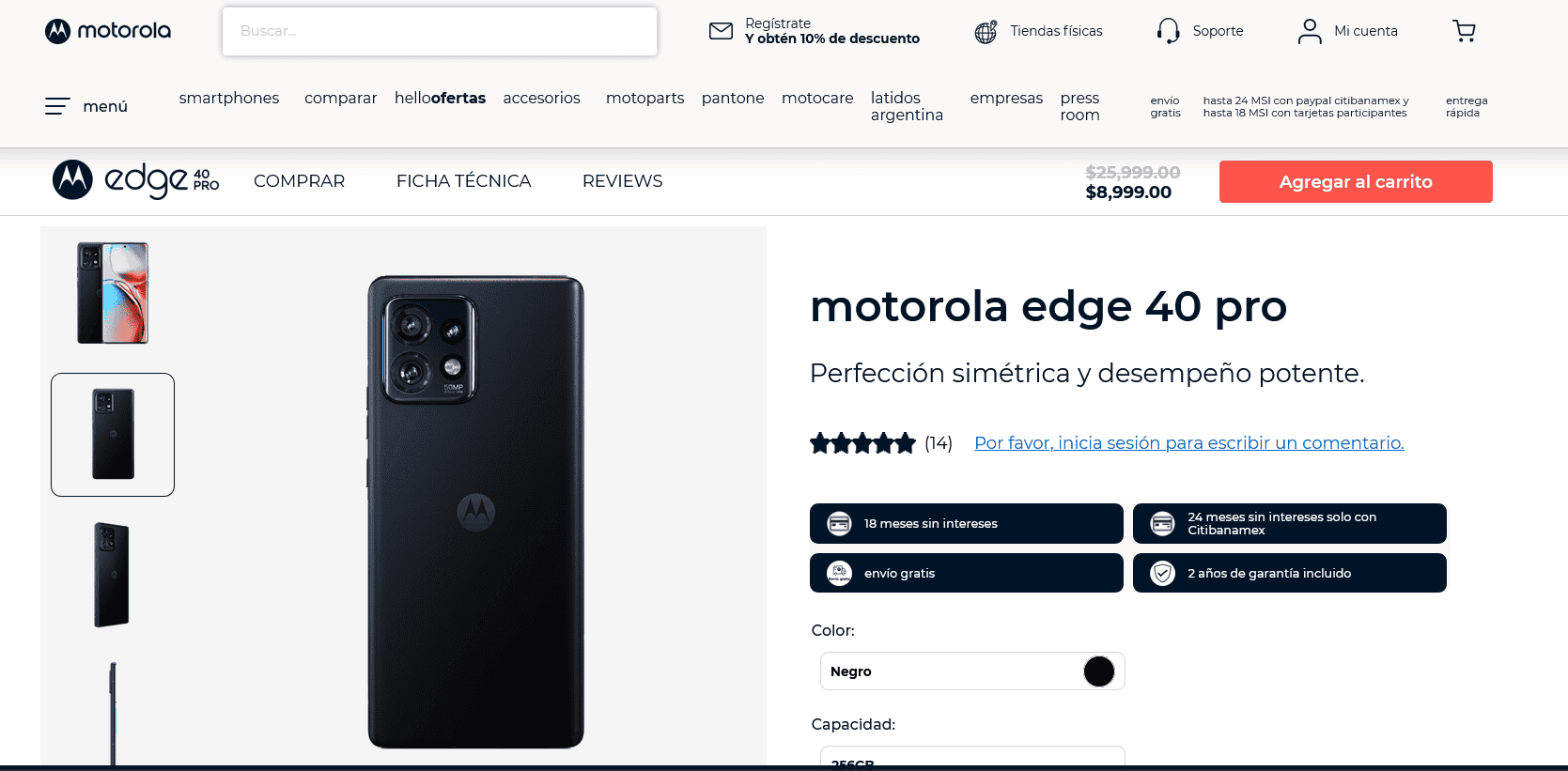 Está en oferta el smartphone Motorola Edge 40 Pro- Foto: Captura de pantalla