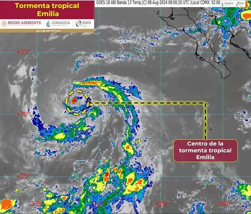 imagen recuadro Localización de la tormenta Emilia.