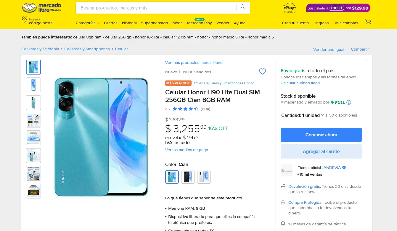  Honor 90 Lite en rebaja en Mercado Libre