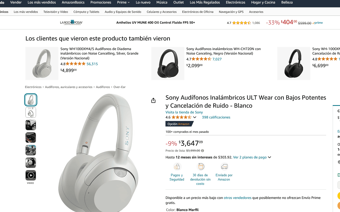 Los audífonos Sony ULT WEAR en oferta en la plataforma de Amazon