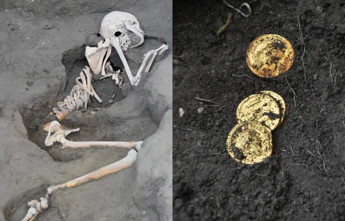 Una mujer y un hombre fueron hallados junto a un pequeño tesoro en Pompeya. Fotos. EPA
