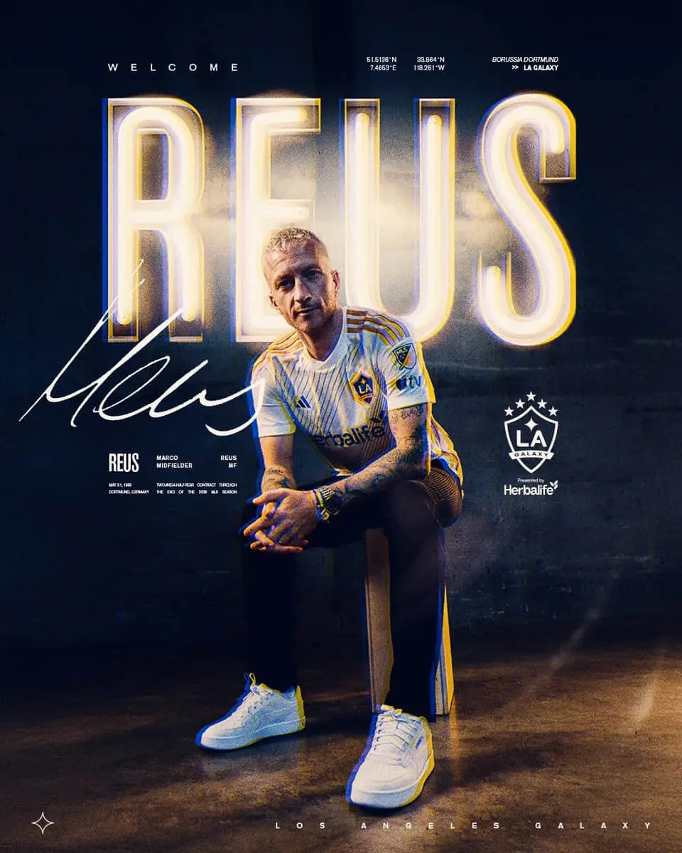 Presentación de Marco Reus | Imagen: @LAGalaxy