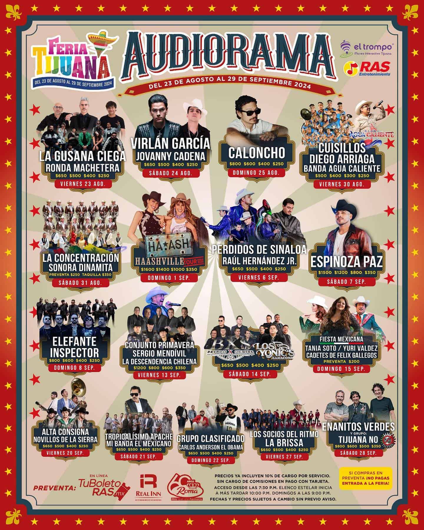 Los conciertos y fechas del Audiorama de las Estrellas de la Feria de Tijuana 2024.  Foto: Cortesía