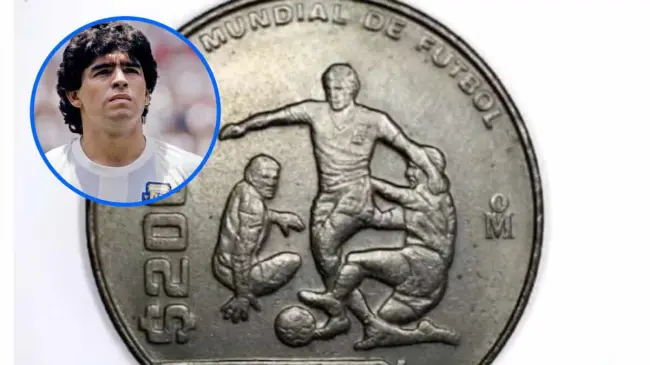 La moneda fue lanzada a propósito del Mundial de México de 1986.