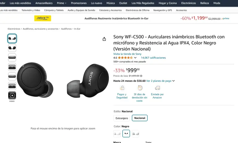 En oferta los auriculares Sony WF-C500 en Amazon