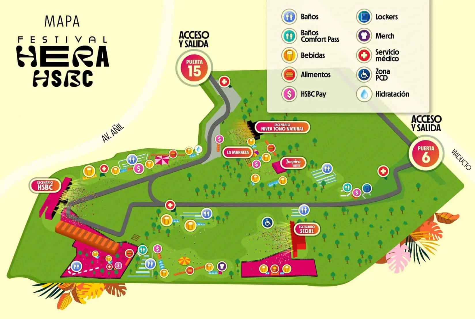 El Mapa de los escenarios del Festival Hera HBC 2024 en CDMX