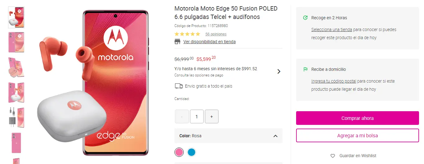 Motorola Moto Edge 50 Fusion con 20% de descuento en Liverpool