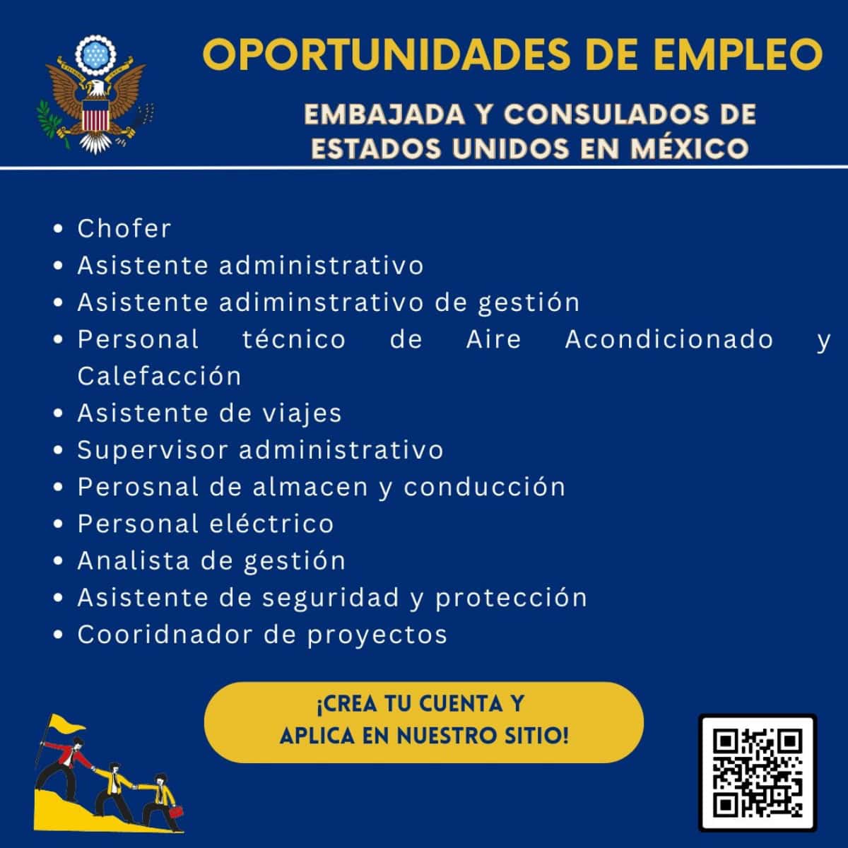 Embajada de Estados Unidos en México ofrece empleo; conoce la lista de vacantes