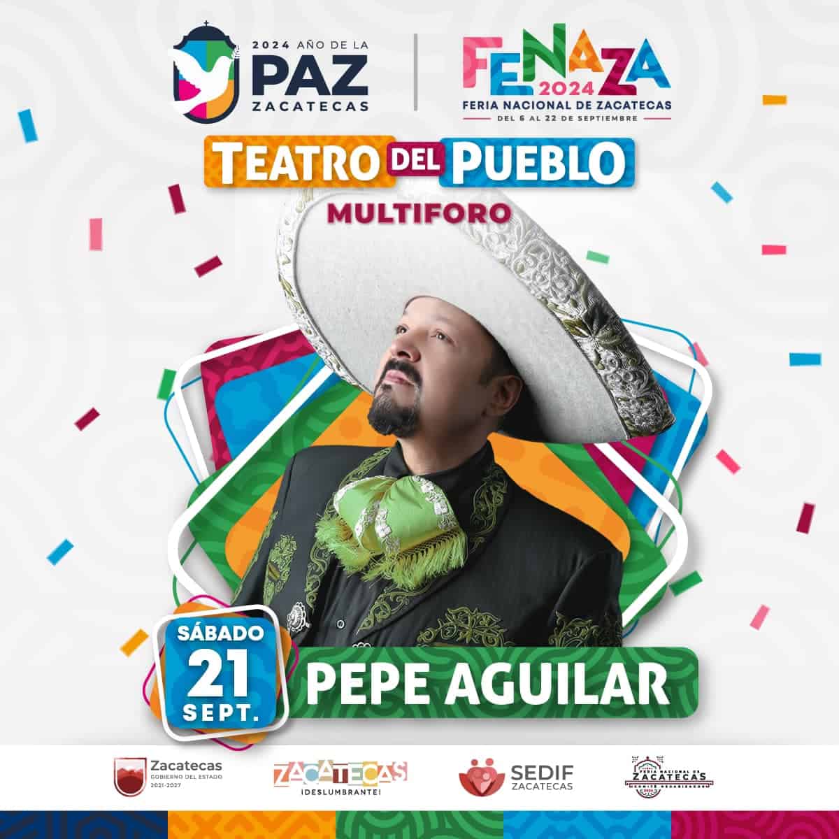 Pepe Aguilar se presentará en el Teatro del Pueblo de la FENAZA 2024. Foto. Cortesía