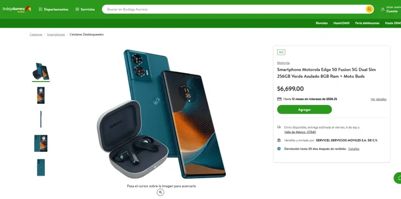 Motorola Edge 50 Fusion con precio atractivo en Bodega Aurrera