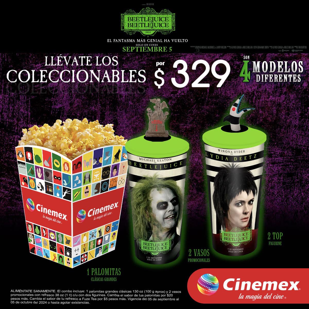 Cinemex: ¿cuánto cuestan los vasos de Beetlejuice?
