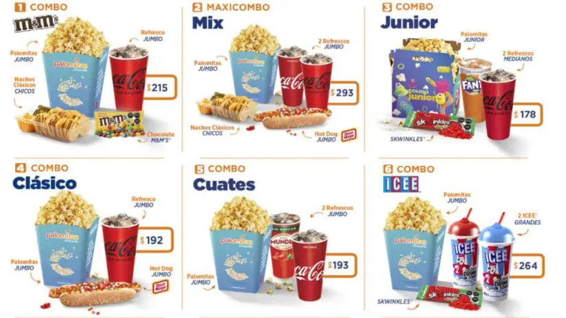 ¿Cuál es el combo más barato de Cinépolis y qué incluye?