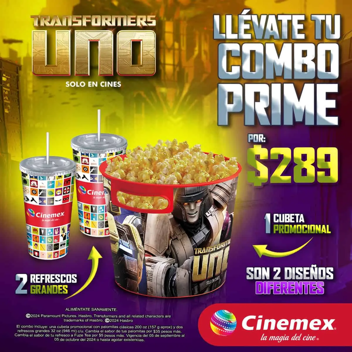 ¿Cuánto cuesta el combo de Transformers Uno en Cinemex?