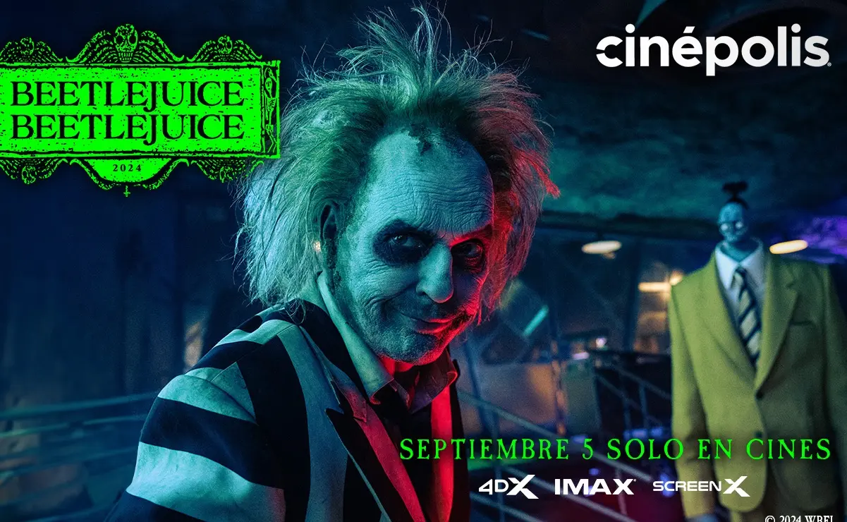 Disfruta de Beetlejuice 2 en Cinépolis a partir del 5 de septiembre. Imagen: Cinépolis