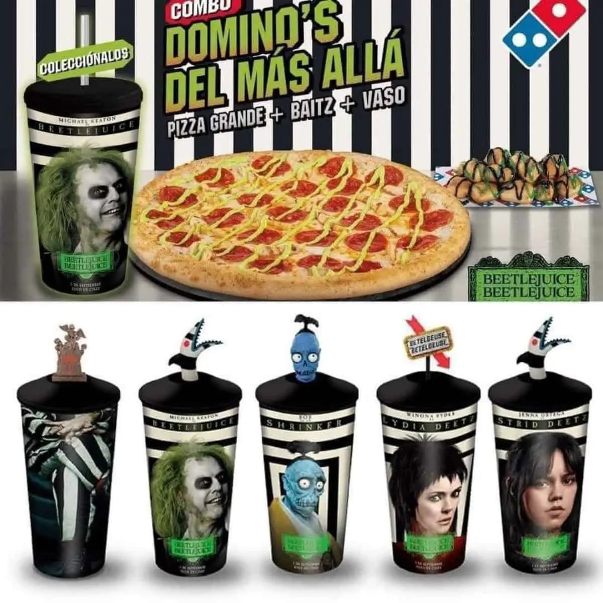 ¿Cómo conseguir los vasos de Beetlejuice en Domino's Pizza?