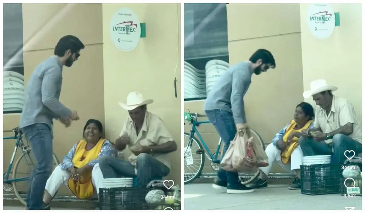 El influencer sinaloense, César Miguel, le cambia el día a unos abuelitos. Foto: Captura de pantalla