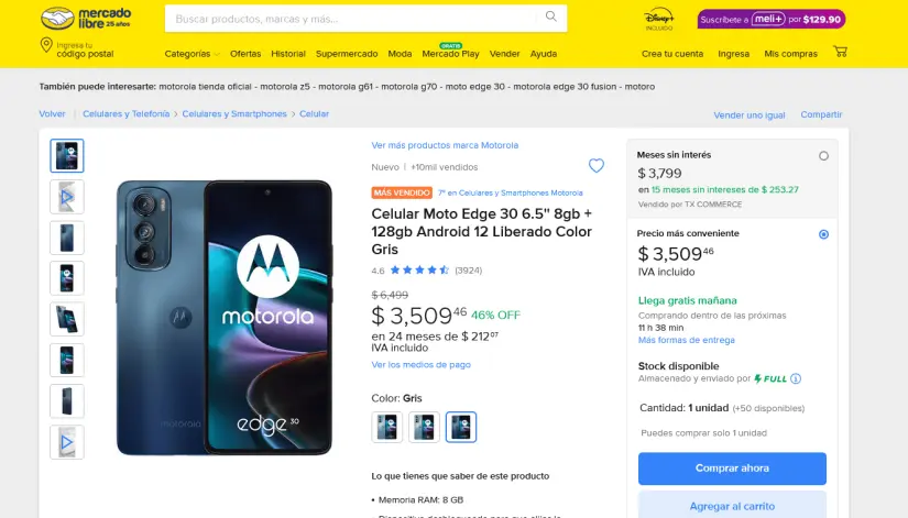 Moto Edge 30 con descuento en Mercado Libre