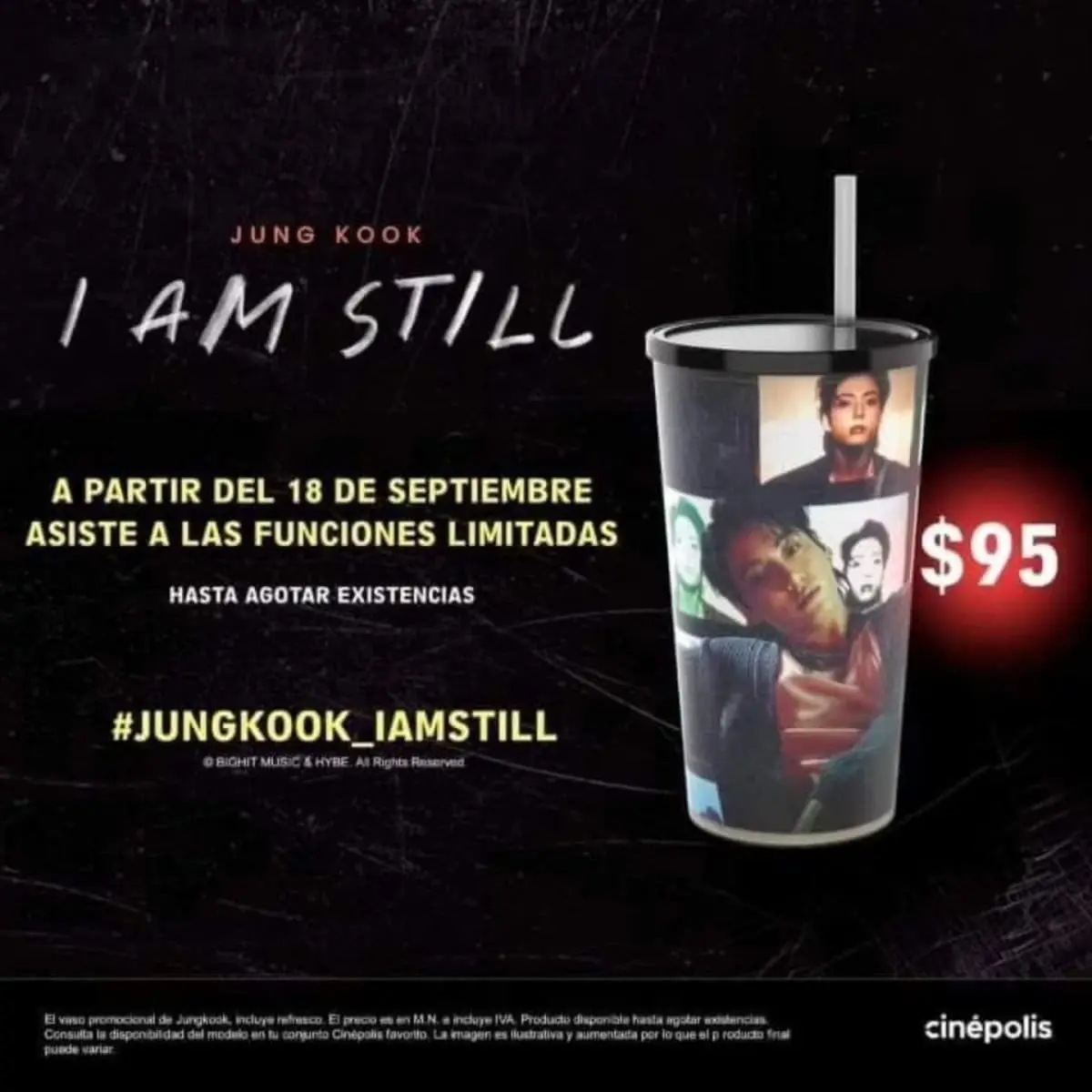 Cinépolis: ¿dónde venderán el vaso de Jung Kook: I Am Still?