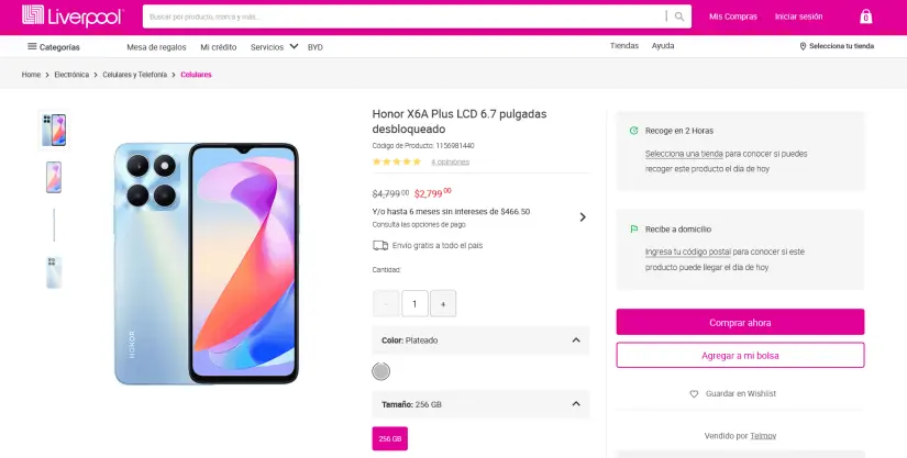 El Honor X6A Plus se encuentra con descuento. Foto: Captura de pantalla