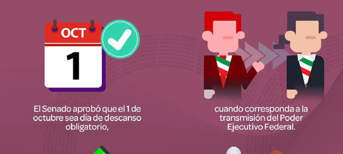 Senado declara el 1 de octubre de cada 6 años como día de descanso obligatorio.