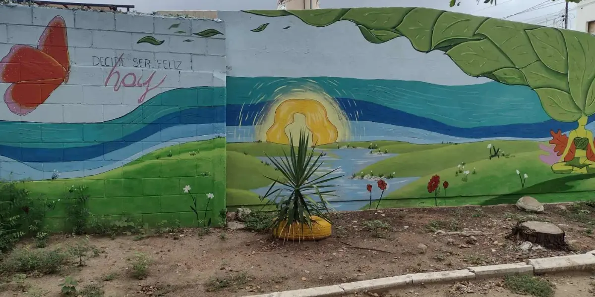 El mural en el Parque San Sebastián, en Barrancos es un reflejo de la unidad que existe en la comunidad. Un trabajo en equipo.