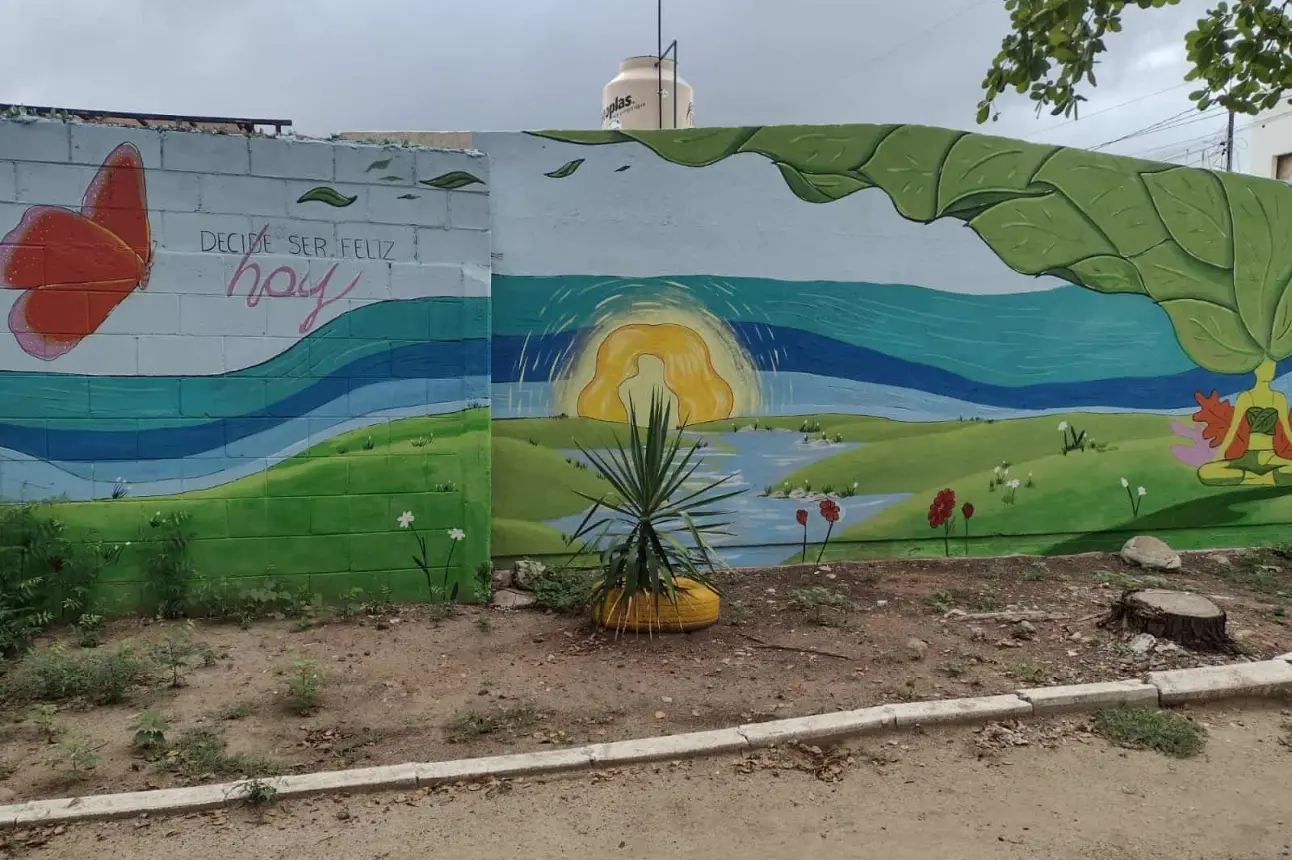 El mural en el Parque San Sebastián, en Barrancos es un reflejo de la unidad que existe en la comunidad. Un trabajo en equipo.