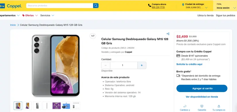 El Galaxy M15 en rebaja en Coppel