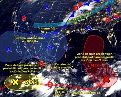 Clima en Sinaloa para hoy lunes 23 de septiembre; tormenta tropical John ocasionará lluvias