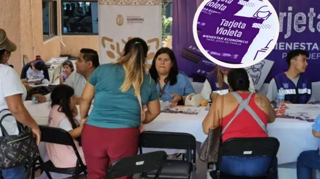 Por medio de la Tarjeta Violeta se entrega 2 mil pesos de manera bimestral en Guerrero. Foto: Cortesía