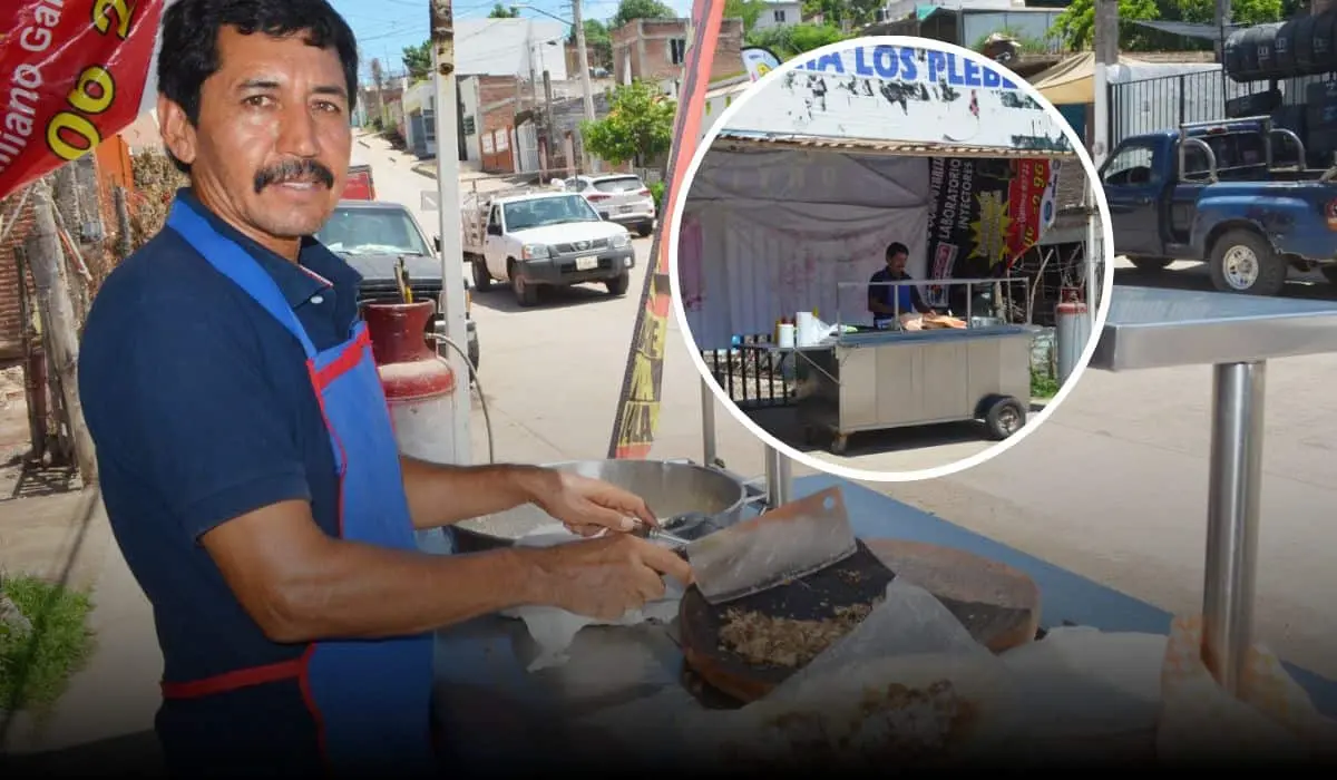 Isaías, no solo vende tacos por pieza, sino también por órdenes completas, siendo el revuelto, tripa, panza y buche las opciones favoritas de la mayoría de sus clientes. Foto: Juan Madrigal