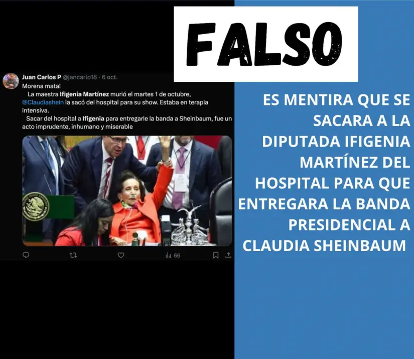 Mentira sobre la diputada Ifigenia Martínez Mentira sobre la diputada Ifigenia Martínez