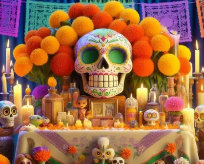 Altares del Día de Muertos en 3D hechos con inteligencia artificial