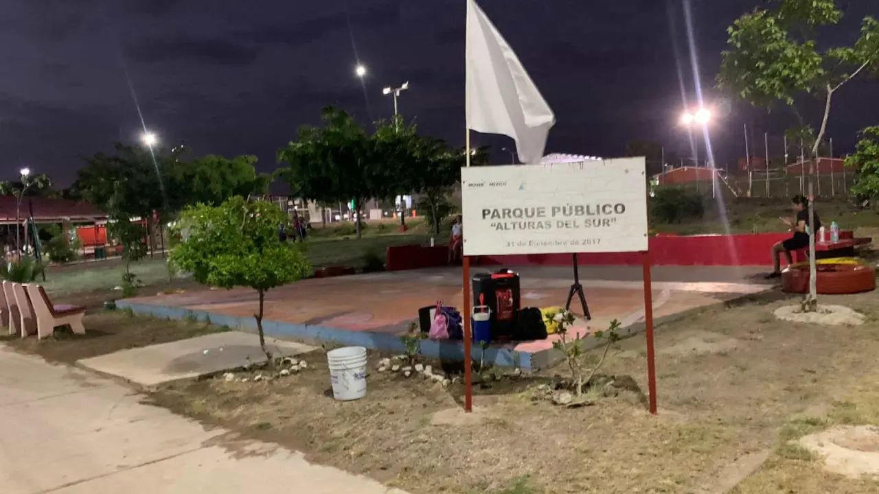 En la explanada de la clase de Dance Kids en el Parque de La Palapa, las niñas exigieron una ciudad en paz al levantar la bandera blanca.  Foto: Cortesía.