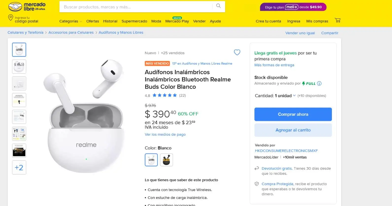 En oferta Realme Buds T01 en Mercado Libre