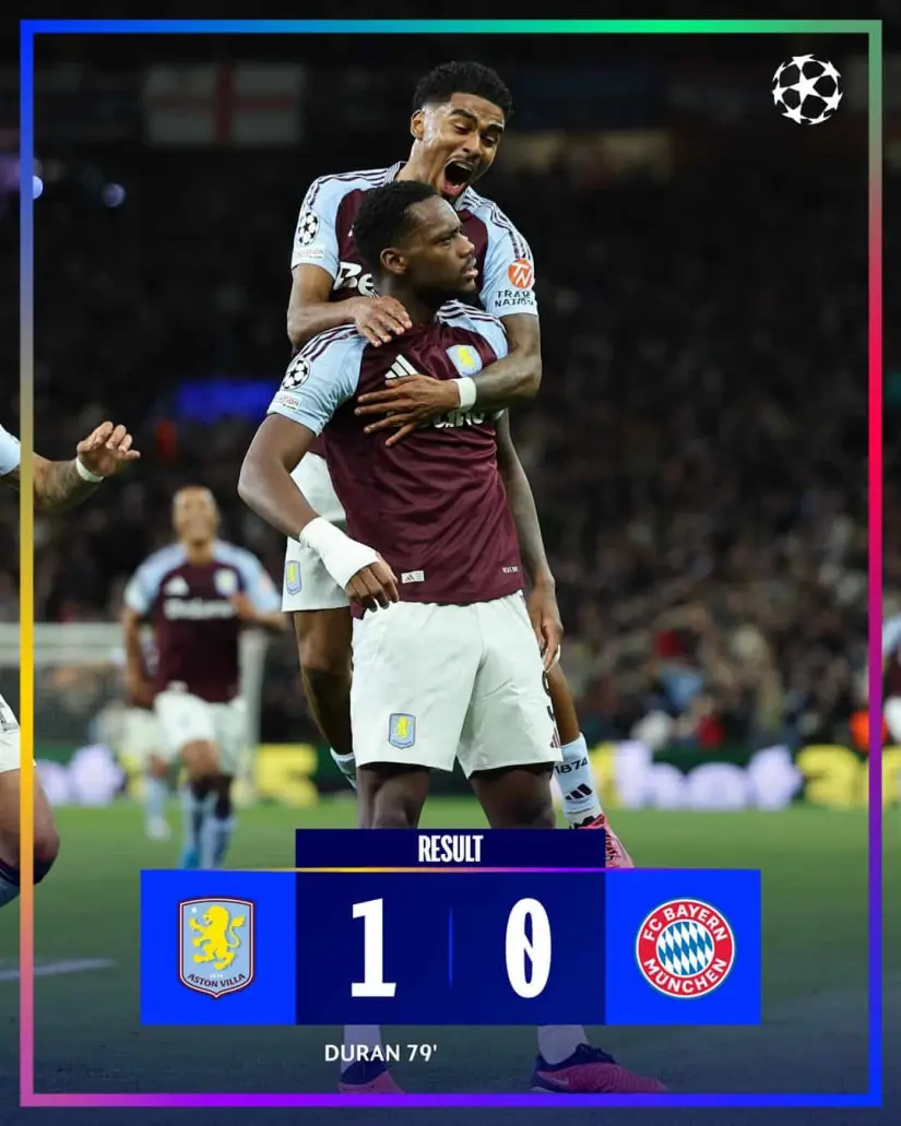 Aston Villa derrotó al Bayern| Imagen: Champions League