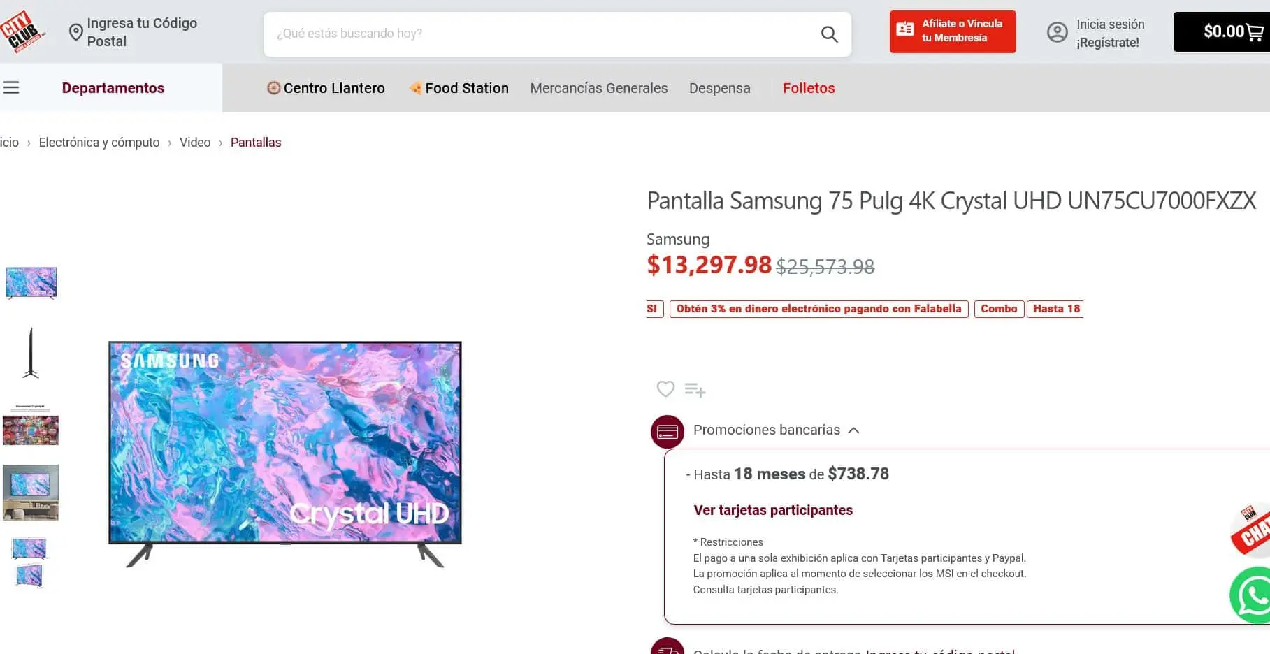 Pantalla Samsung de 75 pulgadas entre las ofertas del Buen Fin que hay en City Club