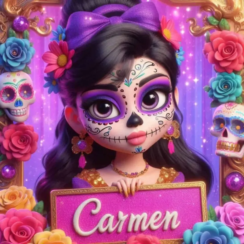 Carmen con diseño de Catrina para celebrar el Día de Muertos en México. Foto: Cortesía