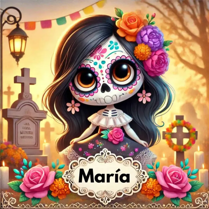 María con diseño de Catrina. Foto: Cortesía