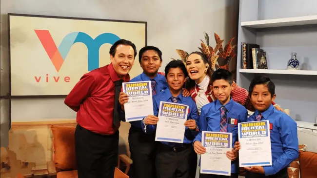 Cuatro niños poblanos tuvieron su participación en el Junior Mental Calculation World Championship representando a México por primera vez. Foto: Cortesía.