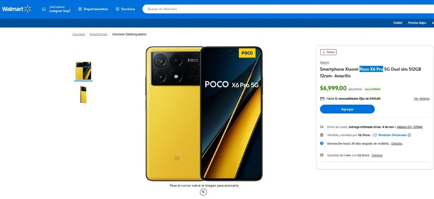 Poco X6 Pro con descuento en Walmart