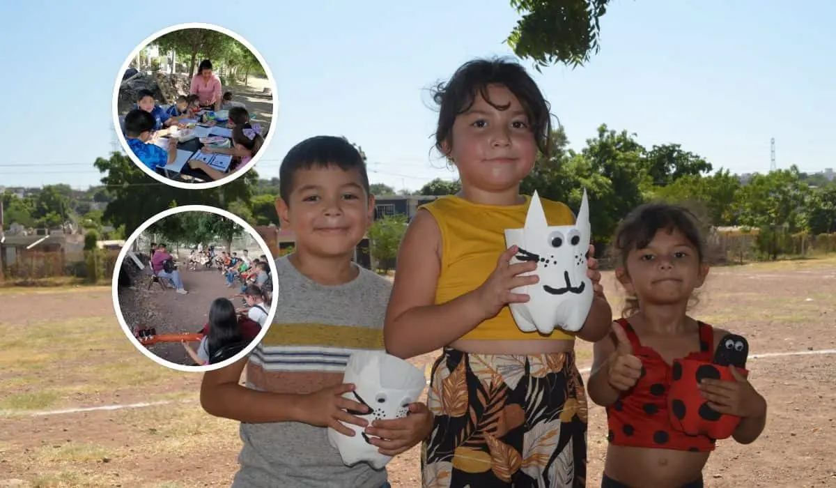 Niños y niñas en Culiacán despiertan su creatividad con talleres gratuitos en la Unidad Deportiva Los Ayalés de la colonia Progreso